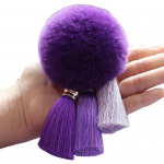 Pom kunstkarusnahast v&otilde;tmehoidja Fluffy Ball Bag Auto v&otilde;tmehoidja tuti ripats Decor tumelilla v&auml;rv