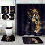 Veekindel vannitoa du&scaron;ikardin 3D Tiger vannikardina komplektid WC kate libisemiskindel vannimatt vaibakomplekt 4 Full Set