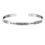 Laius 4 mm Kohandatud BE TRUE Inspireerivad tsitaat k&auml;ev&otilde;rud Naiste meeste mantra ehted kingitus kiri k&auml;ev&otilde;ru manseti k&auml;ev&otilde;ru Custom Silver gray