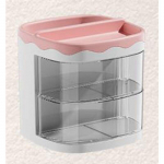 Praktilised kahekihilised p&ouml;&ouml;rlevad pliiatsid S&auml;ilitusriiul Multifunktsionaalne lauaorganisaator pliiatsihoidja &otilde;pilaste kosmeetikatoodete hoiuriiul roosa