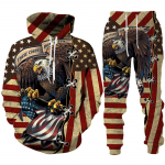 Lahe USA Flag Eagle 3D prinditud kapuuts/&uuml;likond Meeste dressipluusid + dressip&uuml;ksid r&otilde;ivakomplekt Jogger mood Hip Hop t&auml;navar&otilde;ivad XL