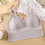 &Otilde;huke ja ilus seljapitsiga m&auml;hitud rindkere ilma terasr&otilde;ngata, lateksist fikseeritud tassiga hingav antibakteriaalne ja kokkupandud alumine vest naiste rinnahoidja jaoks L valge