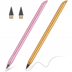 Tindivaba pliiats, l&otilde;pmatu metallik kirjutuspliiats, igavene kaasaskantav pliiats 2 asendusotsaga, l&otilde;pmatu pliiats, kolastiline materjal kuldne ja roosa 20x20x3cm