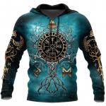Mood Retro Meeste Pusad Viking Hundi ja Draakoni t&auml;toveering 3D Tr&uuml;kitud Meeste Kampsun Unisex Vintage pikkade varrukatega XXXL
