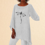 Naiste moodne avar s&auml;rk vabaaja 3/4 pikkade varrukatega naiste prinditud pluusid suures suuruses &uuml;mara kaelusega pluusid S valge