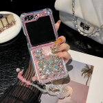 Luksuslik Bling Rhinestone &uuml;mbris Samsung Galaxy Z Flip 5 Flip4 Flip3 Z Fold 5 4 3 S23 S22 Ultra S21 Plus S20 FE A14 A34 A54 A13 A33 A23 A53 A32 A52 Samsung Z flip 5 roosa