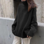 WYWM ka&scaron;miirist paks, t&auml;is kootud kampsun, naiste lihtne vabaaja kaelaga sviiter, naiste talvine avar soe džemper one size must