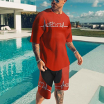 2023. aasta suvi, uus vabaaja hingav l&uuml;hikeste varrukatega + l&uuml;hikesed p&uuml;ksid 3D jalgrattaprint Igap&auml;evane kiiresti kuivav mood Ilus meeste &uuml;likond &Uuml;markaelus S