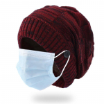 Haagitav naiste silmkoeline m&uuml;ts, &uuml;mberp&ouml;&ouml;ratud segav&auml;rviline villane m&uuml;ts One Size kuninglik sinine v&auml;rv