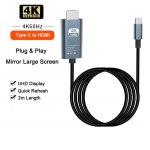 4K@60Hz/30HZ C-t&uuml;&uuml;pi HDMI-kaabliga USB-C-HDMI-&uuml;hilduva kaabliga 2 m teleriekraani adapter MacBooki s&uuml;learvuti Plug and Play jaoks 60HZ