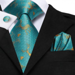Hi-Tie beež elevandiluu kuldne meeste siidist lips, mansetin&ouml;&ouml;bid, pulmaballi komplekt N-3717