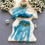 Sinine, erootiline &scaron;ifoonist moodne Olkaimeta &uuml;likonnad, naiste kammerpeakate, tutt, l&otilde;hestatud seelikud, naiste pesu Sensuaalsed 3-osalised komplektid 2024 S sinine