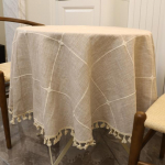 Ruuduline dekoratiivne linane laudlina tutiga veekindel &otilde;likindel paks &uuml;mmargune pulmalaua kate Tee laudlina 180x180cm