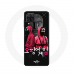 Samsung Galaxy A12 &uuml;mbris Squid Game Plakat maskeerib s&otilde;durite Korea logo