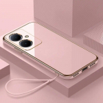 Vivo Y27 &uuml;mbrisele vivo Y35 + telefoni&uuml;mbrisele VIVO Y78 Y78 Plus V29 lite kate VIVO V2249 luksuslik kandiline plaat P&otilde;rutuskindel tagakaas For vivo Y27&Case & Strap lumivalge v&auml;rv