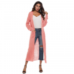 Suurem&otilde;&otilde;duline naiste kardigan l&otilde;hestatud taskutega, pikk &otilde;huke kardigan S roosa