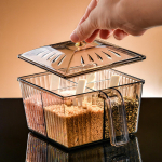 4 in 1 Seasoning Box with Lid and Spoon Condiment Container Kitchen Spice Pot Dispenser for