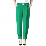 Naiste haaremip&uuml;ksid elastsed k&otilde;rge v&ouml;&ouml;kohaga &uuml;hev&auml;rvilised &otilde;hukesed pikad p&uuml;ksid k&uuml;ljetaskud vabaaja p&uuml;ksid XL roheline