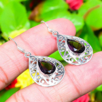 Natural Amethyst Gemstone Handmade 925 Sterling Silver Earring 1.65 y9f78