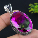 Natural Pink Amethyst Gemstone 925 Sterling Silver Gift Pendant 2.13 j2f13