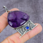 Natural Sage Amethyst, Topaz Handmade 925 Sterling Silver Pendant 2.25 p0u86