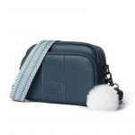 Ehtsast nahast k&auml;ekott naiste moe stiilis naiste k&auml;ekott laia &otilde;larihmaga luksuslik juuksesibul Crossbody Sac 21cm 8cm 15cm sinine