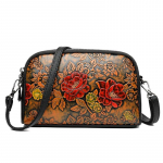 Kvaliteetne nahast k&auml;ekott Luksuslik disainer Retro etnilises stiilis 3D prinditud &otilde;lakott Moodne diagonaalne risti tasku telefonikott