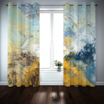 Linnud lendavad &uuml;le m&auml;gede mustriga k&otilde;rged pimendavad kardinad magamistuppa, villasse, kuldse marmoriga aknakardin elutuppa, drapeeritud W50xH130(CM)x2PCS-Rod pocket