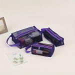 Meigipakk kolmeosaline reisihoidla 3-osaline kosmeetikatoodete hoiukott Kokkupandav pestav m&uuml;ndikott beež