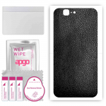 apgo Protective Skin Sticker for the back compatible with Huawei Ascend G7, Wrap Film, Foil, Vinyl - Pattern Black Leather