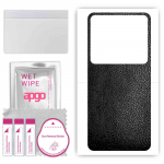 apgo Protective Skin Sticker for the back compatible with Xiaomi 12S Ultra, Wrap Film, Foil, Vinyl - Pattern Black Leather