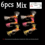 6PCS #14 #16 Langevarjuga kuivk&auml;rbse ujuv segu, j&auml;&auml; dubbing Body Midge Pupa Fly for forell Ahven Harjus kalap&uuml;&uuml;gi landid S&ouml;&ouml;dad