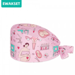 Uus naiste meeste kirurgia m&uuml;ts n&ouml;&ouml;pidega Reguleeritav Bouffant Hammaste Print T&ouml;&ouml;tav &Otilde;enduskork Hambakliinik Koorikud M&uuml;tsid Pikad Juuksed One size