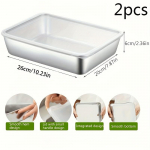 Kahepakiline roostevabast terasest kaetud kaanega k&uuml;psetusplaat &ndash; mittenakkuvad mitmeotstarbelised k&ouml;&ouml;gin&otilde;ud, mis sobivad ideaalselt koju, restorani, s&uuml;nnip&auml;eva v&otilde;i &otilde;uepidu 2pcs Covered baking tray