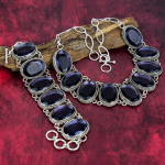 Iolite 925 tahke h&otilde;bedast ehtekomplekt, k&auml;sitsi valmistatud kaunid k&auml;ev&otilde;ru ja kaelakee ehete komplekt, h&auml;mmastavad reguleeritavad v&auml;&auml;riskivide ehted naistele Adjustable With 8"-18"