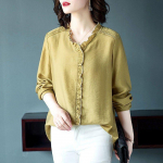 Spring and Autumn Women's Large Shirt Fashion Versatile Long Sleeve Shirt Women's Design Top Loose Chiffon Bottom Shirt M roheline