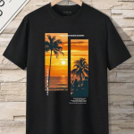 Uus Suvine Meeste Mood T-s&auml;rk Sunset Coconut Tree Printed Meeste T-s&auml;rk Top XS must