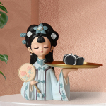 Chinese Girl Figurine Decorative Entrance Key Holder resin material art Jewelry Storage Statue S Tray