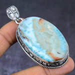 Dominikaani Larimar V&auml;&auml;riskivi 925 Sterling H&otilde;be Ehted Ripats 2,64 C6c44