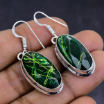 Green Rutile Gemstone 925 Sterling Silver gift Jewelry Earring 1.69 l1N14