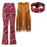 Naiste hipikost&uuml;&uuml;mide komplektid, retroh&otilde;ngulised p&uuml;ksid, tuttidega vest, peapael Halloweeni Cosplay &ouml;&ouml;klubi tantsuks XL sinine