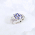 Elegantne kerge luksusdisain Naturaalne sinine Tansaniit 925 h&otilde;bedast s&otilde;rmus V&auml;&auml;riskivi kallis kingitus armastajatele US RING SIZE:7# sinine