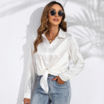 YYFS Naiste moe vabaaja kevadise s&uuml;gise leopardimustriga pikkade varrukatega pluusid ja s&auml;rgid S valge