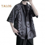 Suvine meeste s&auml;rk, j&auml;&auml;siidist poolvarrukad, vaba tr&uuml;kiga keskmise pikkusega n&ouml;&ouml;biga korea stiilis kardigan puhkuse rannatopp M must