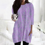 Naiste vabaaja 3/4 varrukatega s&auml;rgid Moeprinteriga tuunikatopid taskutega L roheline