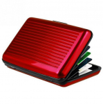 Rahakoti krediitkaardihoidja alumiiniumist &uuml;mbrise kaitse skaneerimine punane