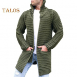 Meeste kampsun mantel kootud k&otilde;rge kraega pikad varrukad soojad taskud kampsun mantel keskmise pikkusega puhast v&auml;rvi s&uuml;gistalve jope M armee roheline v&auml;rv