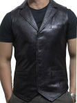 AL KHALID Vest Lambanahast Nahk Meeste N&ouml;&ouml;p Must L&auml;&auml;ne 100% Originaal Vest Jakk XS must