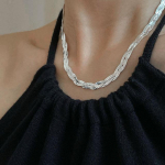 925 Sterling Silver Choker Sparling kaelakee naistele Lai peened ehted pulmapeo s&uuml;nnip&auml;evakingitus 50cm valge