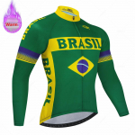 Uus Brasiilia meeskonna talvine termiline fliisist jalgrattas&auml;rgi komplekt V&otilde;istlusratta &uuml;likond M&auml;giratta riided Ropa Maillot Ciclismo Hombre XXS